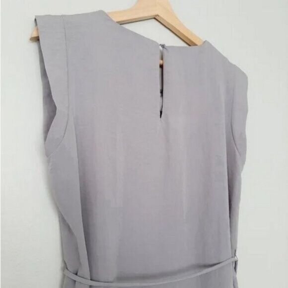 FOREVER 21 Satin Flowy Neutral Light Gray Shirt Mini Dress Sz S - Picture 11 of 12